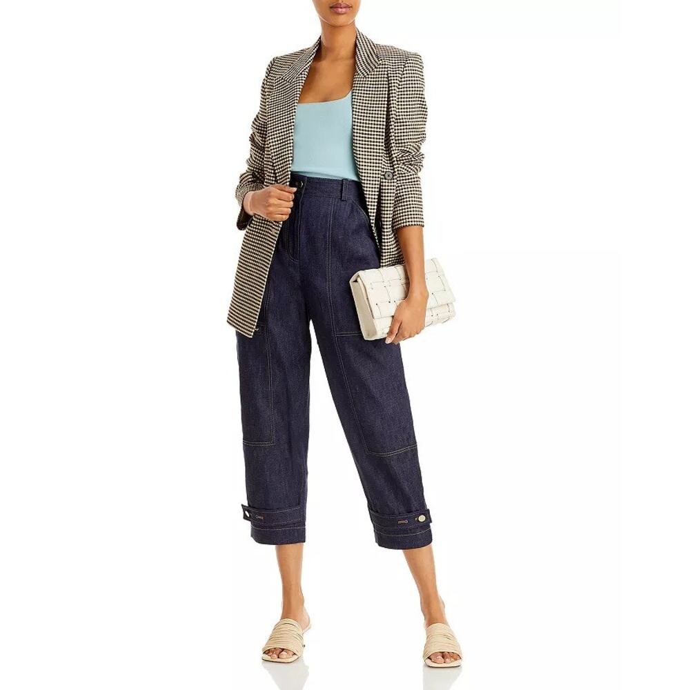 NWT 3:1 Phillip Lim Cotton Linen Cropped Utility Jeans in Indigo Size 6